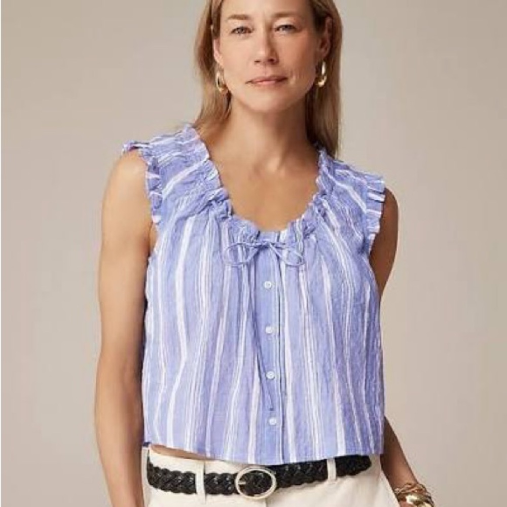 J. Crew Blue and White Striped Top